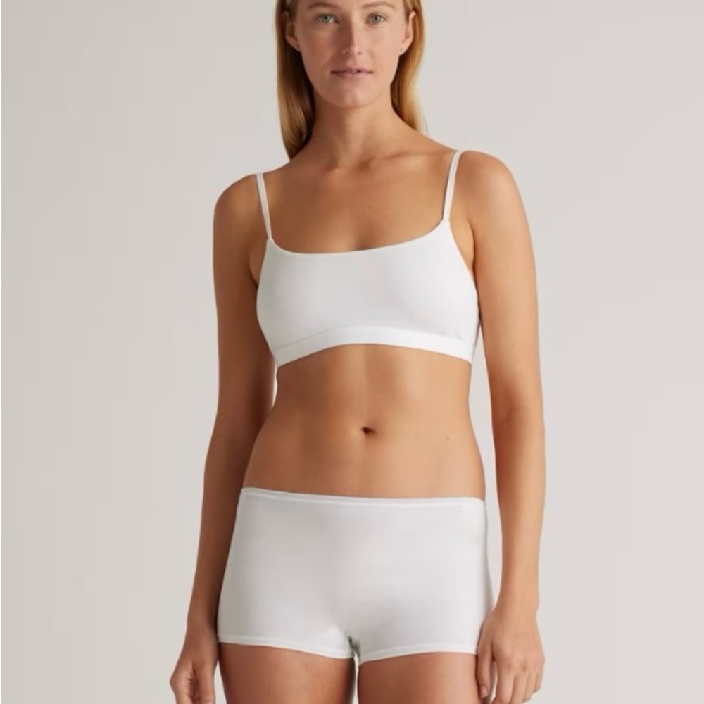 NWT Quince Organic Cotton Scoop Bralette XS - White (2-pack) 🌎